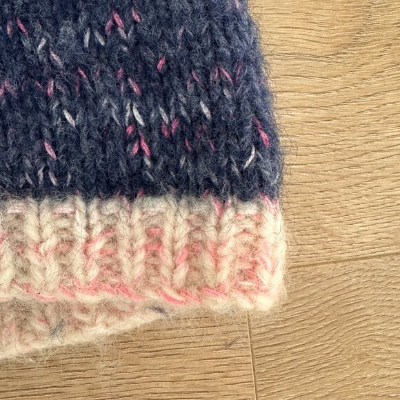 Handmade Knit Wool Button Down Knit Vest sz M - Marled Blue & Pink / Yellow - Picture 6 of 11